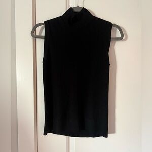 French Connection Classic Black Ribbed Mock Neck Tank Top